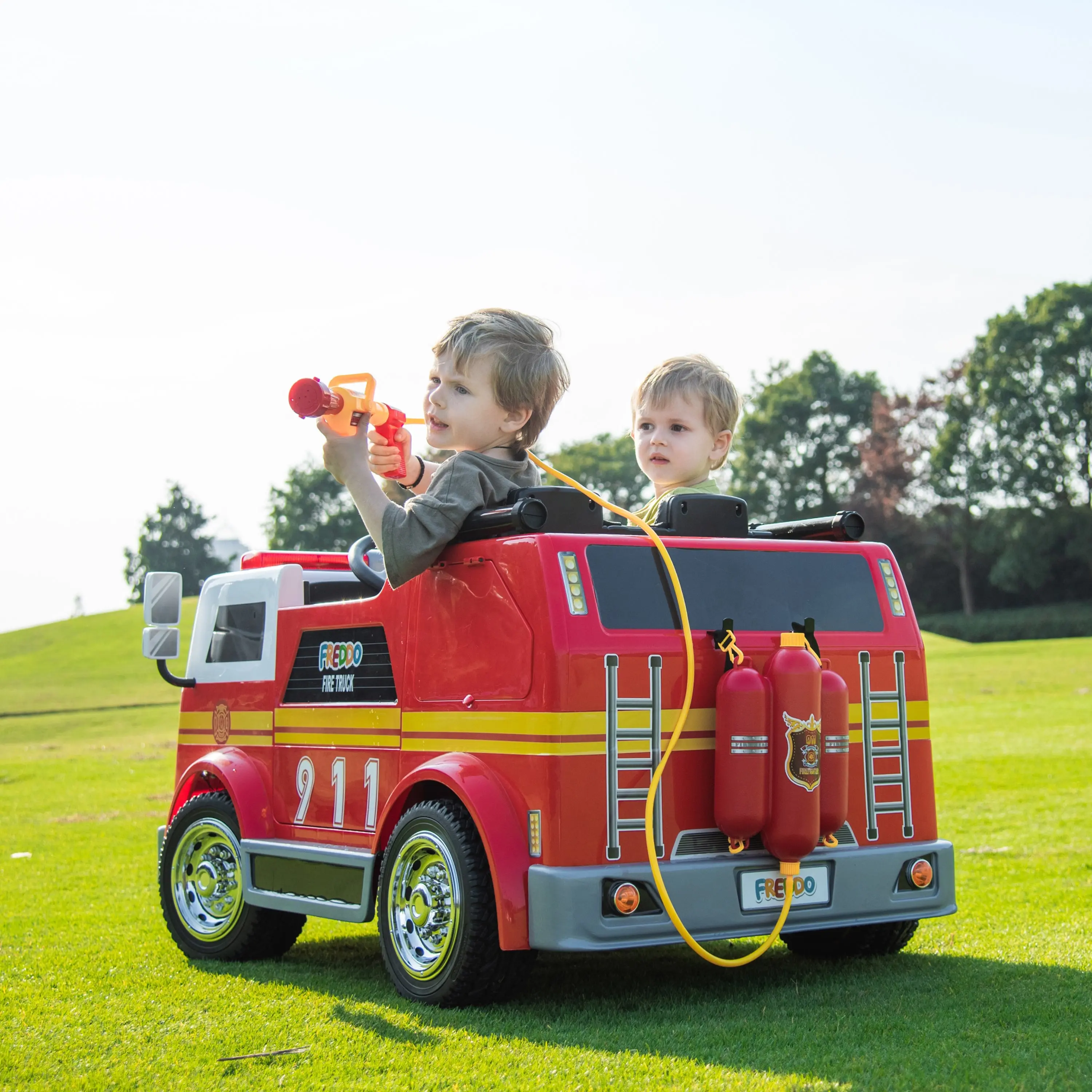 24V Freddo Fire Truck 2-Seater Ride on - Image 6