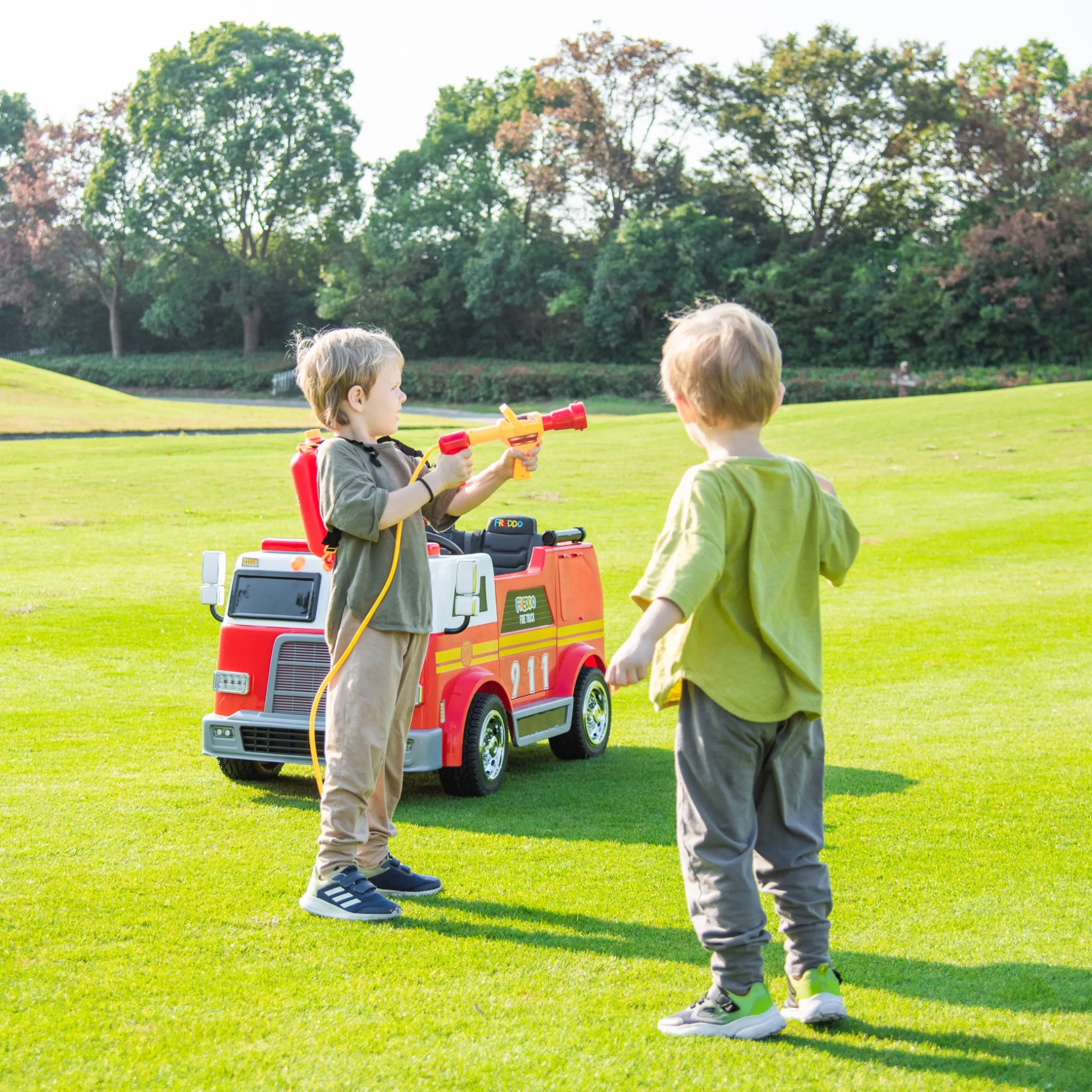 24V Freddo Fire Truck 2-Seater Ride on - Image 8