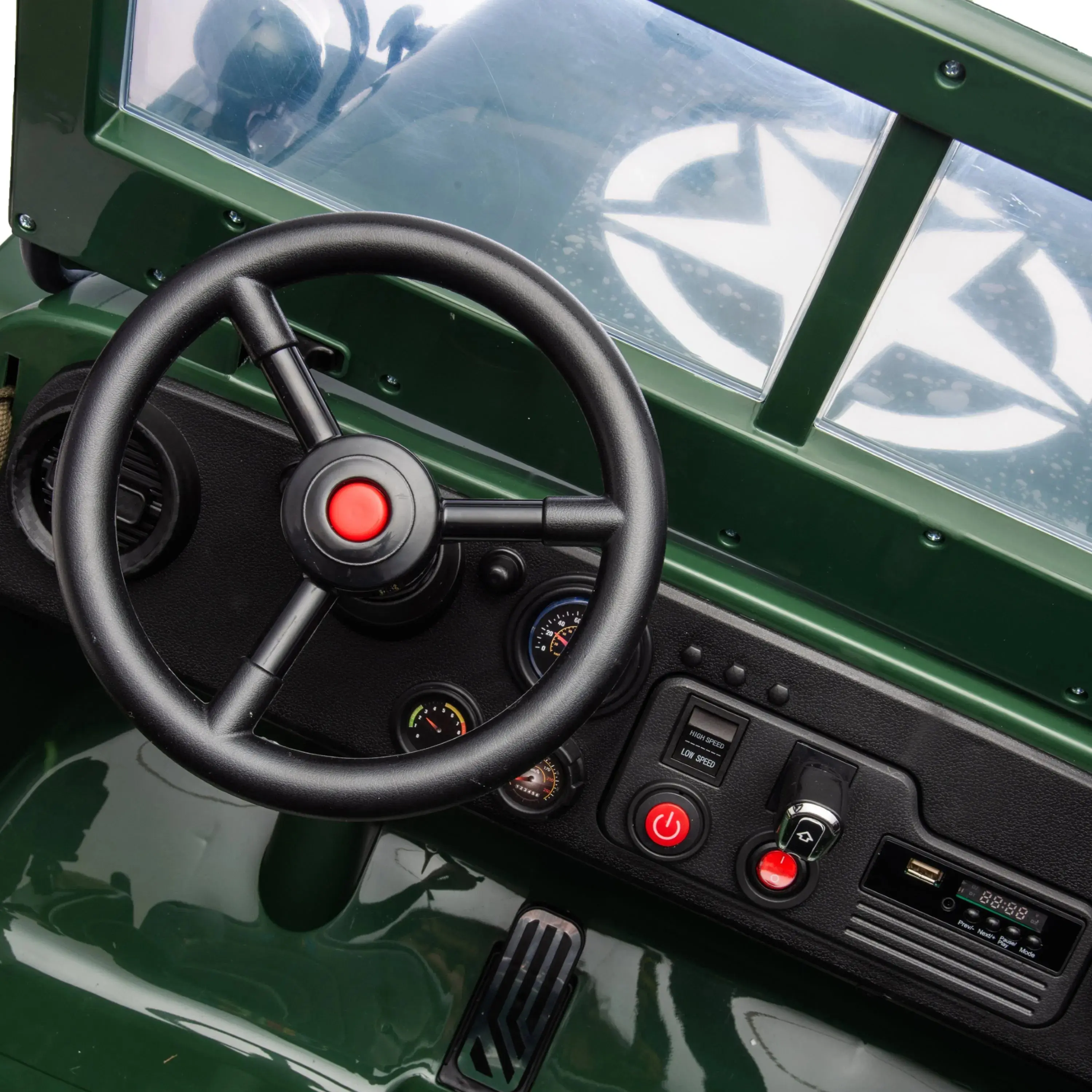 Military Willys 24V 3-Seater 4x4 Kids Ride-On Truck - Image 12