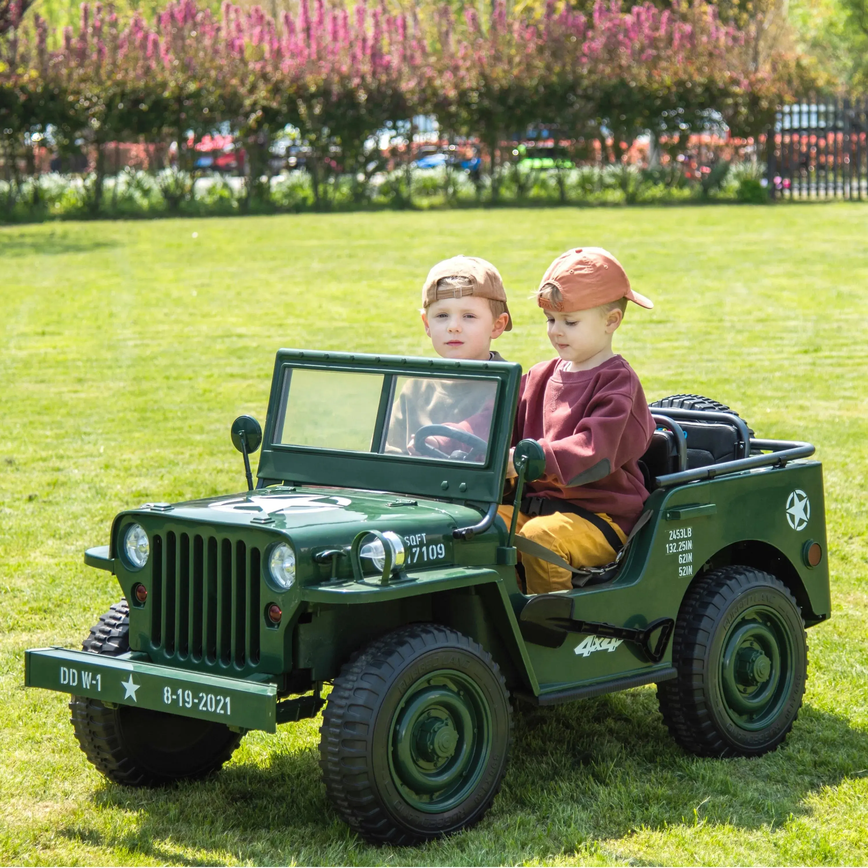 Military Willys 24V 3-Seater 4x4 Kids Ride-On Truck - Image 3