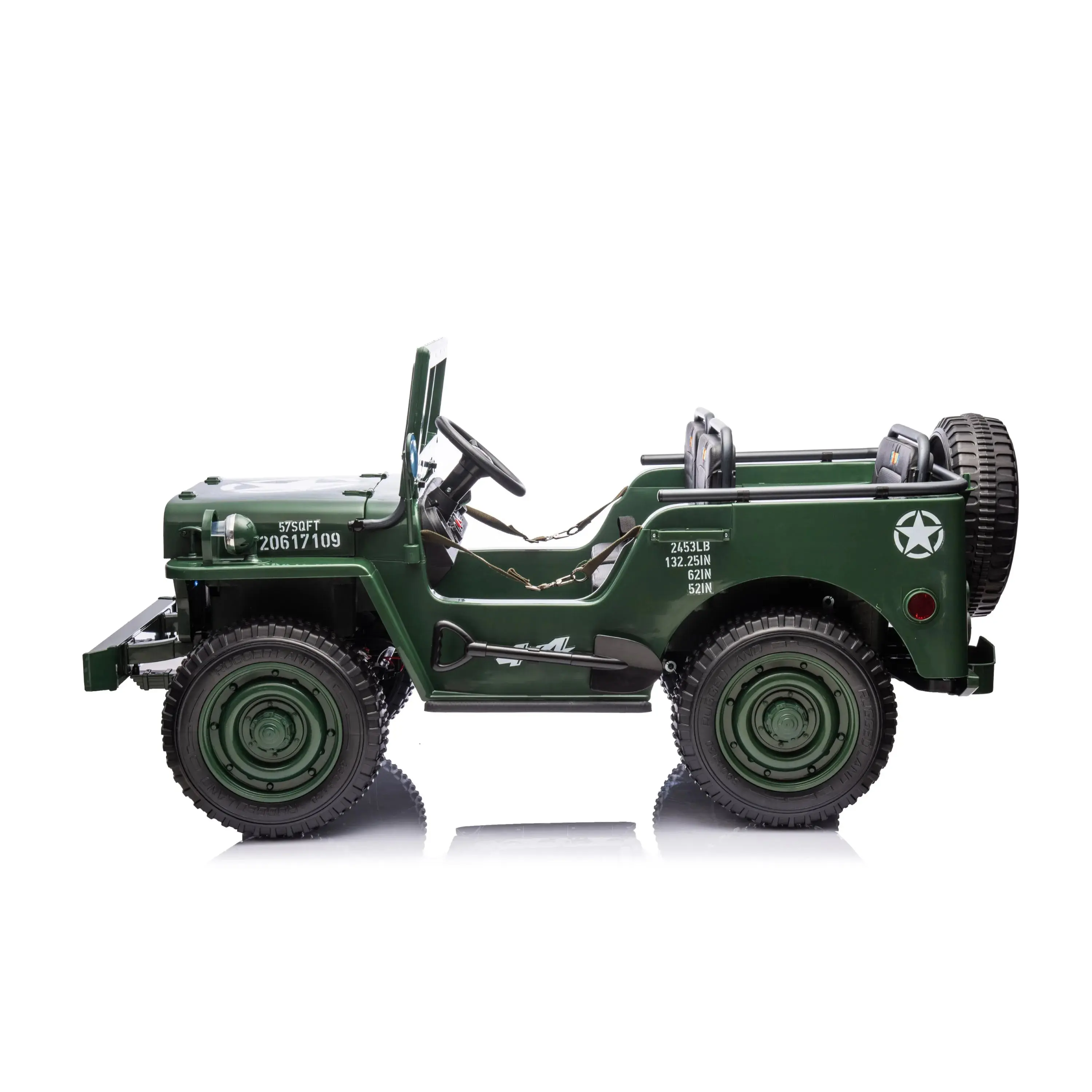 Military Willys 24V 3-Seater 4x4 Kids Ride-On Truck - Image 4