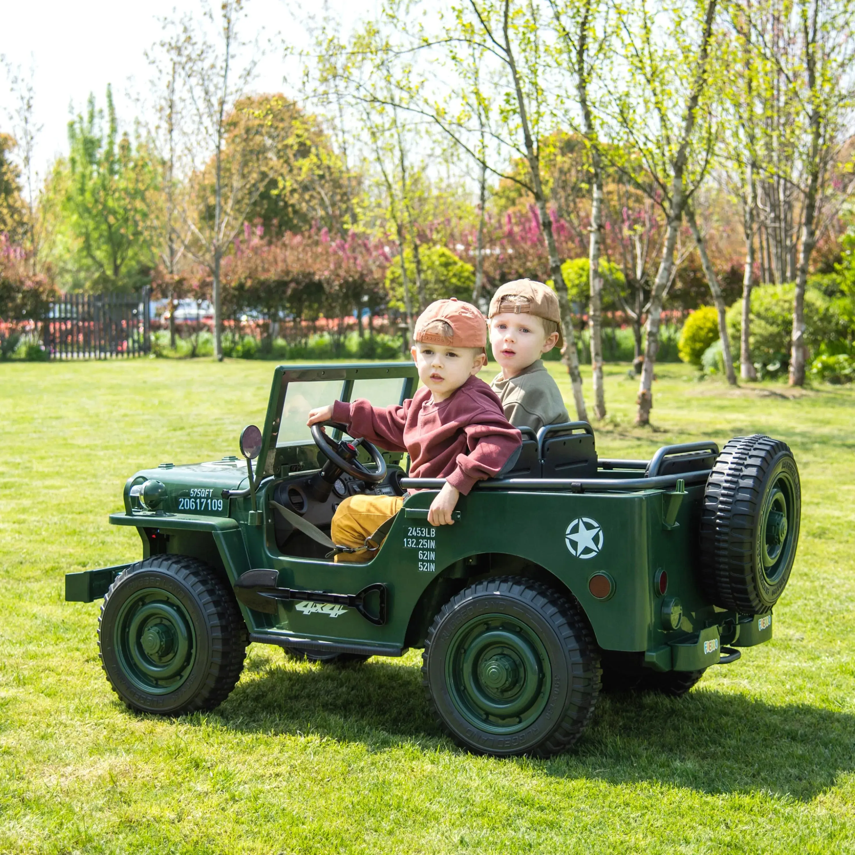 Military Willys 24V 3-Seater 4x4 Kids Ride-On Truck - Image 5