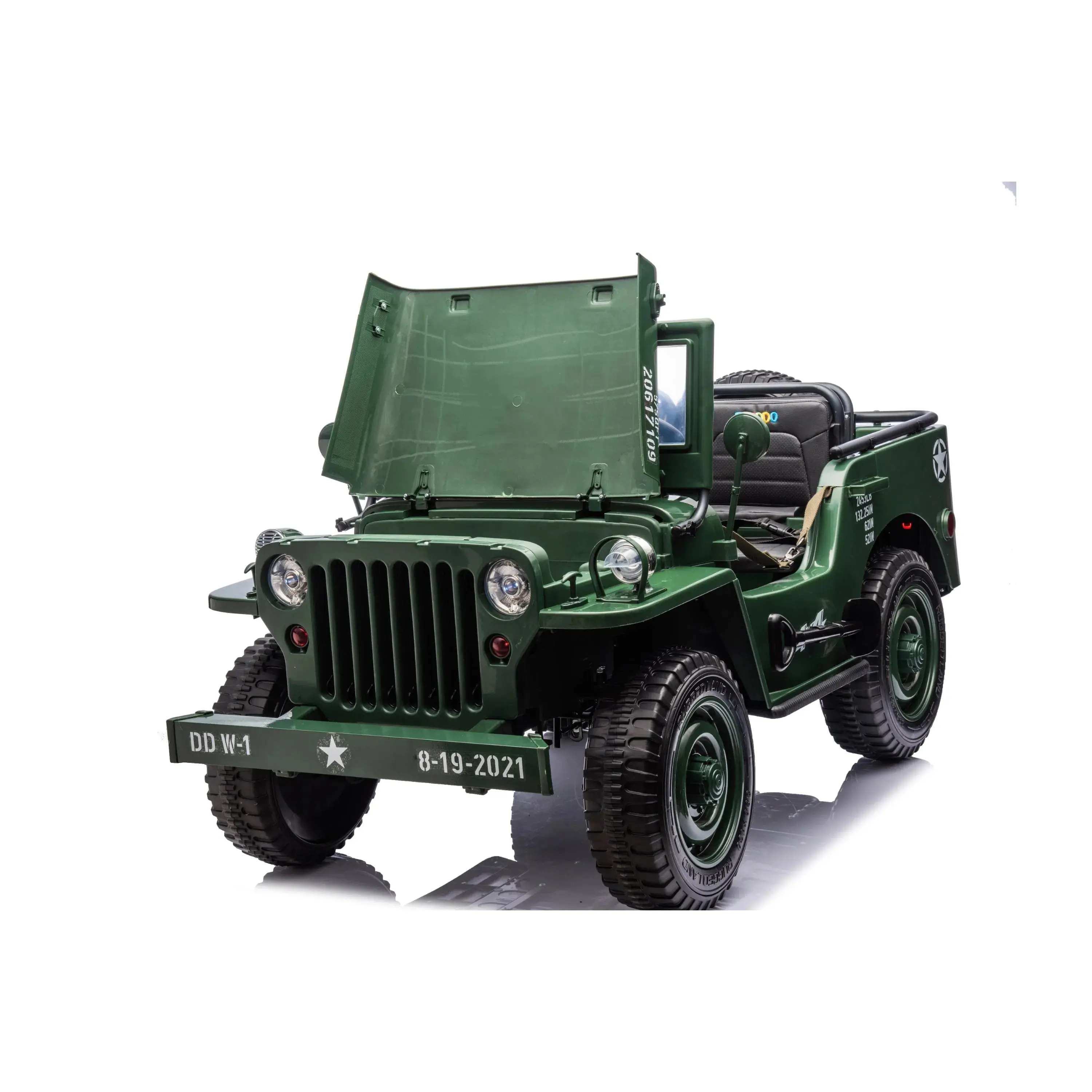 Military Willys 24V 3-Seater 4x4 Kids Ride-On Truck - Image 9
